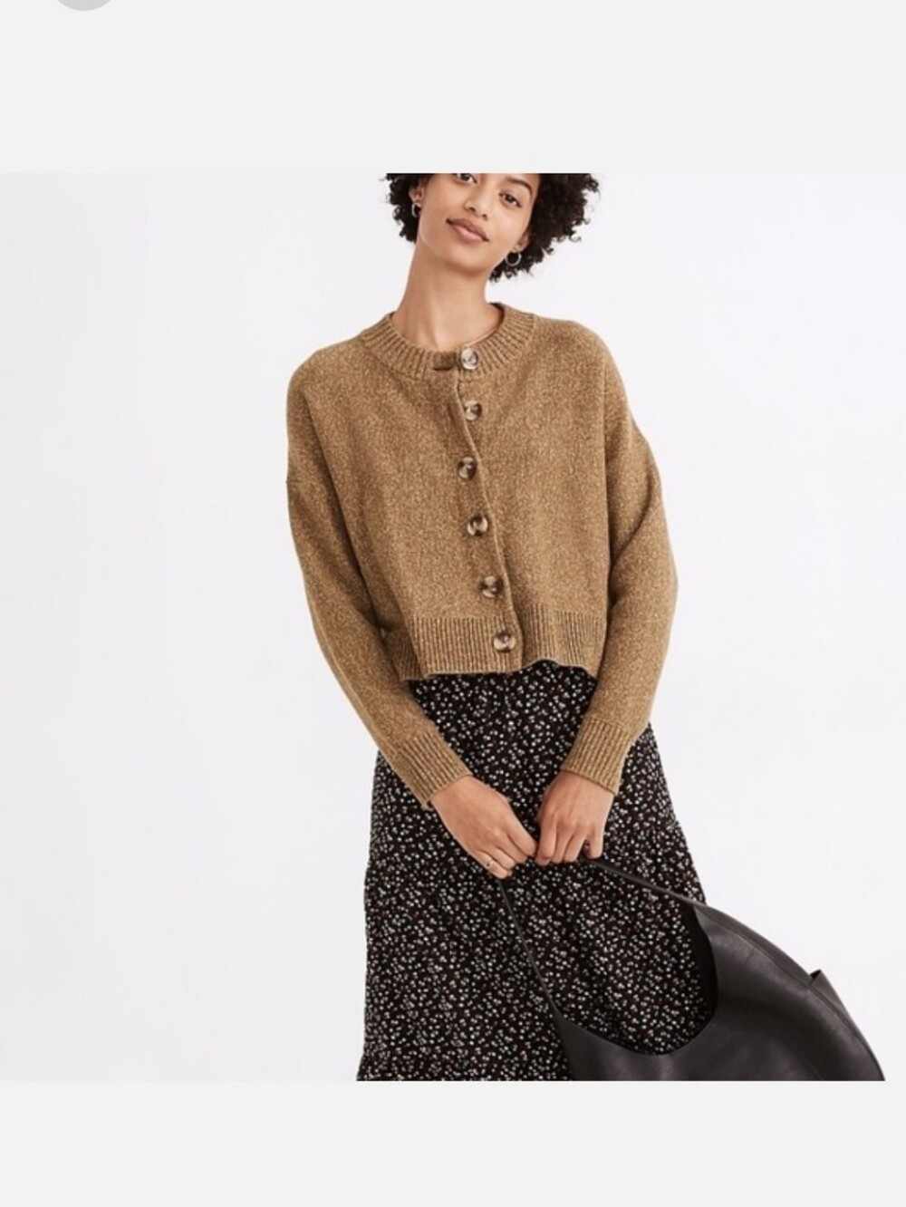 Madewell Olive Green Button-Front Cropped Cardigan